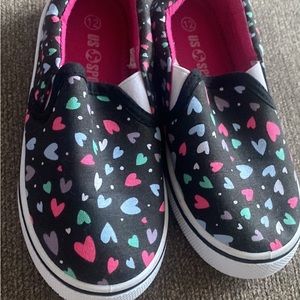 Girls size 12 slip on heart print slip on shoes